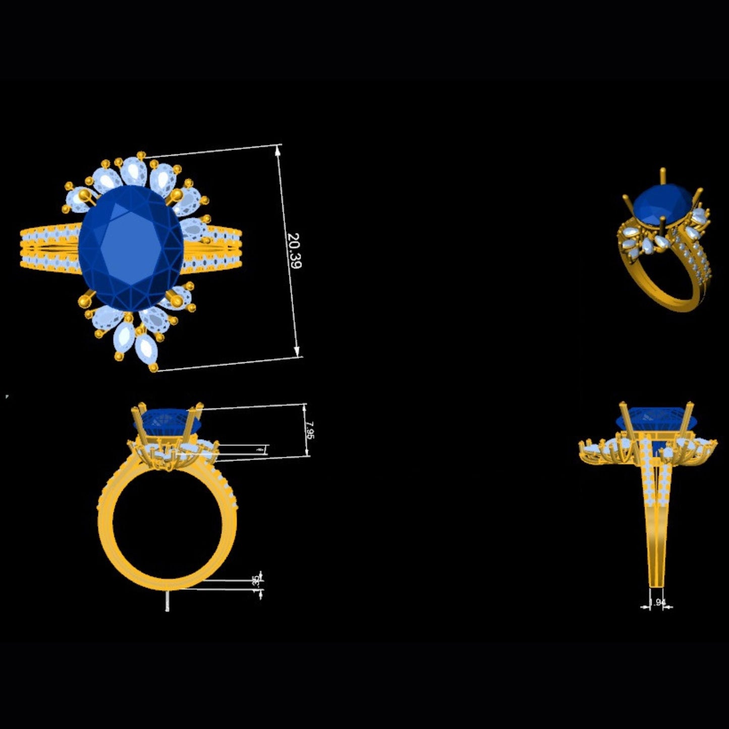 Floral Cluster Tanzanite Natural Diamond Ring