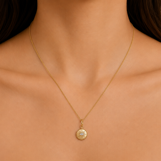 Evil Eye Sunburst Diamond Charm