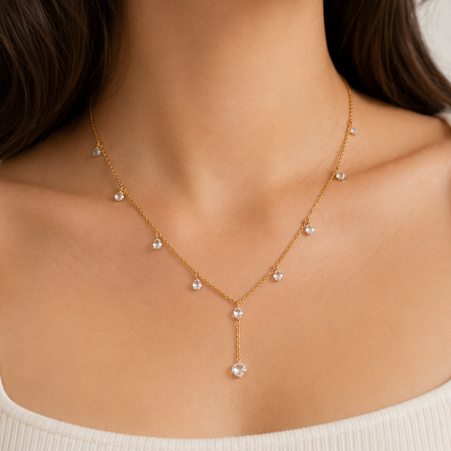 Rose-Cut Diamond Y-Drop Necklace