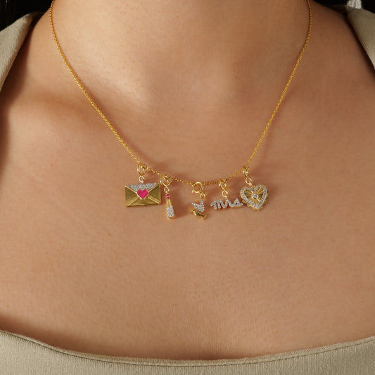 Mrs Script Diamond Charm Pendant - P01132