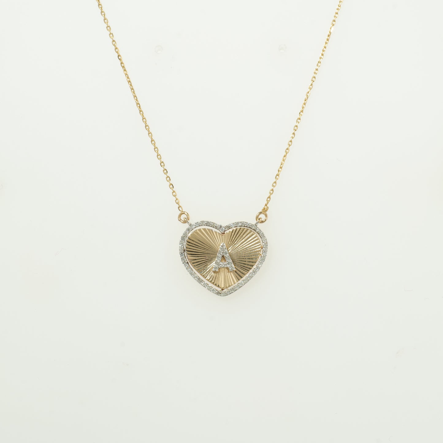 Heart Initial Medallion Diamond Necklace — P01173 X P01182