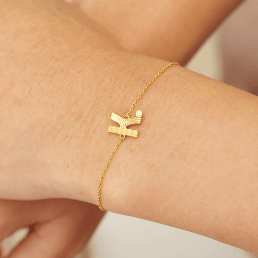 Ribbed Initial Diamond Bracelet - ilbr2042