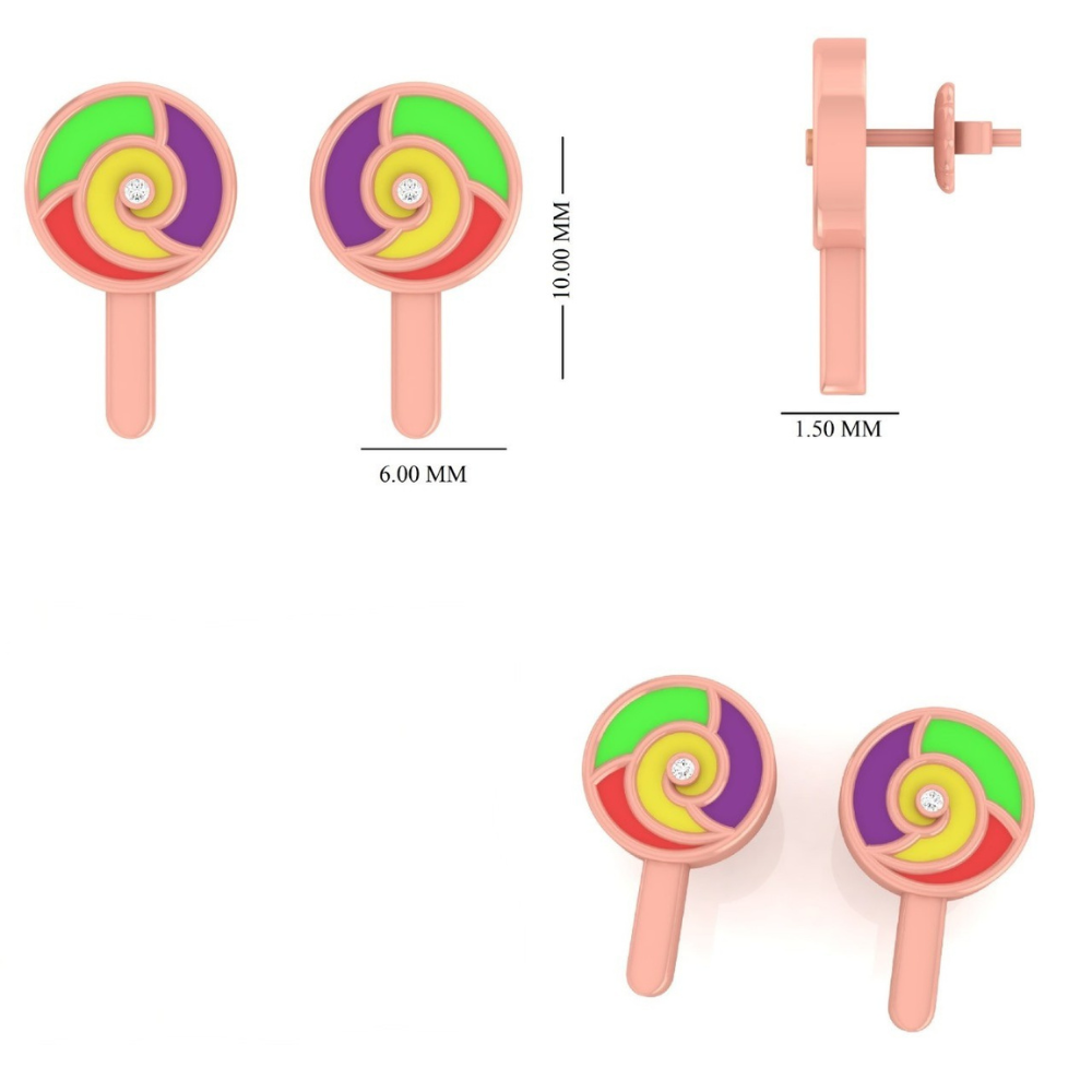 Kids Lollipop Diamond Stud Earrings