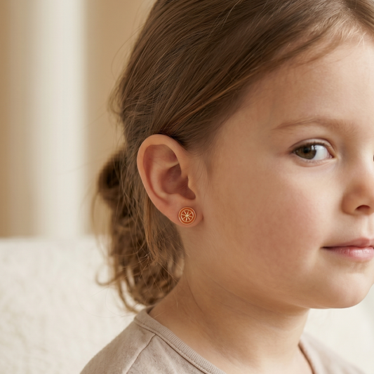 Kids Orange Slice Diamond Earrings