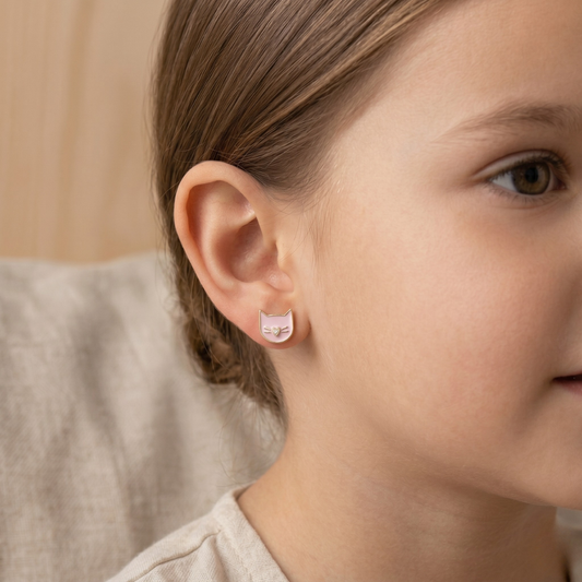 Kids Cat Diamond Earrings