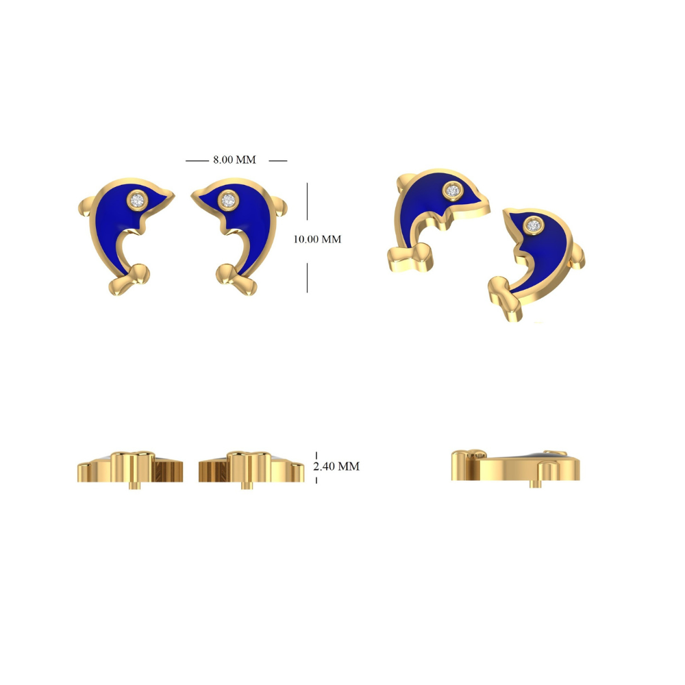 Kids Dolphin Diamond Earrings