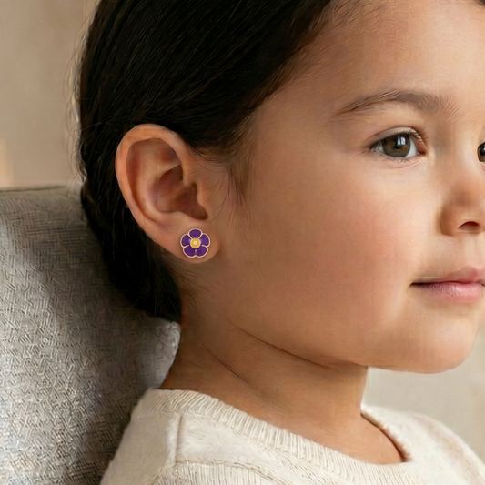 Kids Flower Petal Diamond Studs