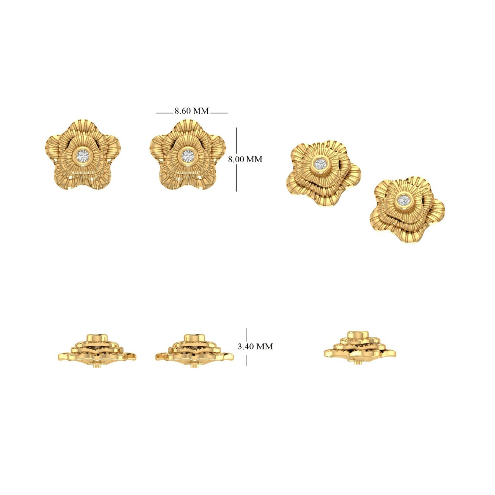 Kids Textured Floral Diamond Earrings