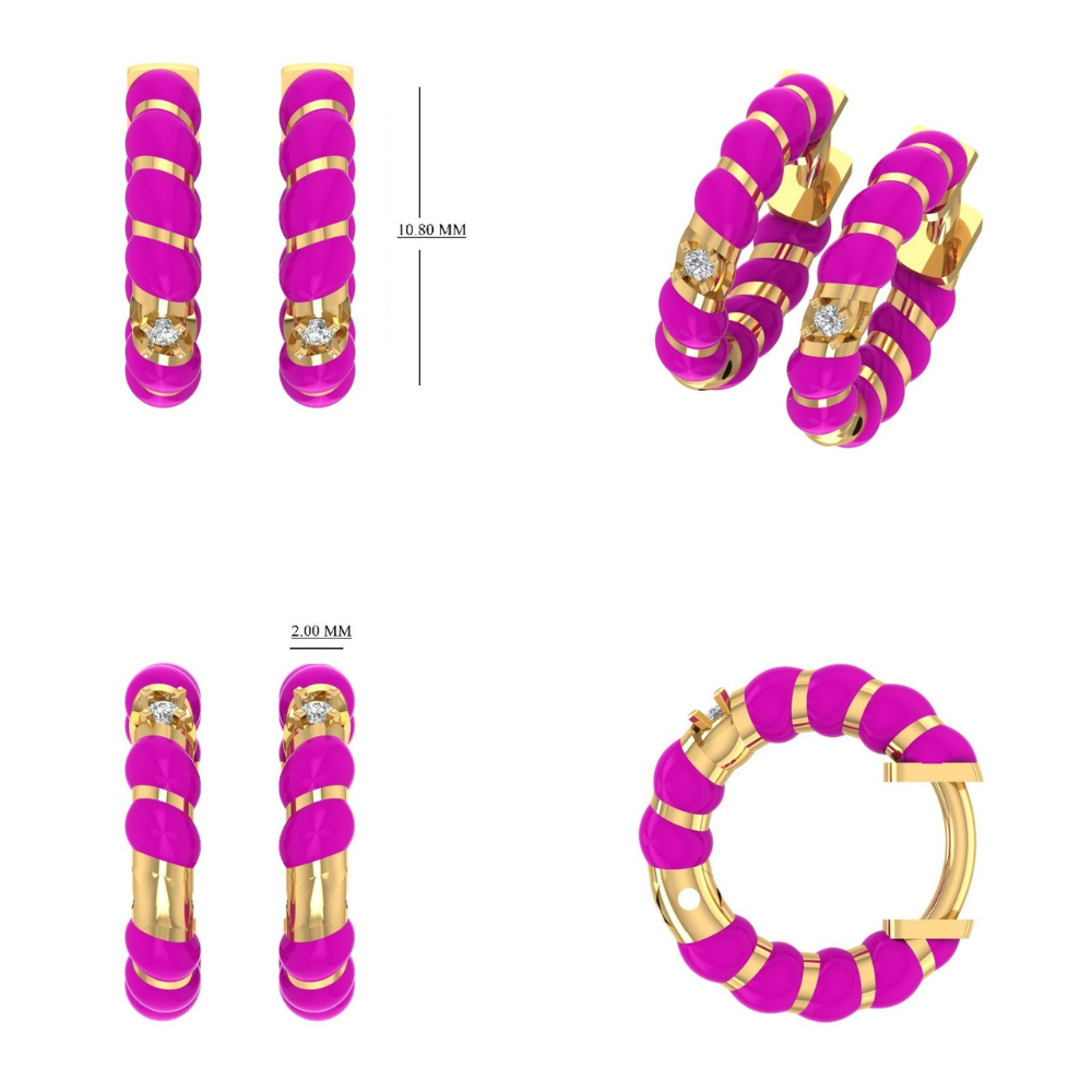 Kids Pink Diamond Hoops