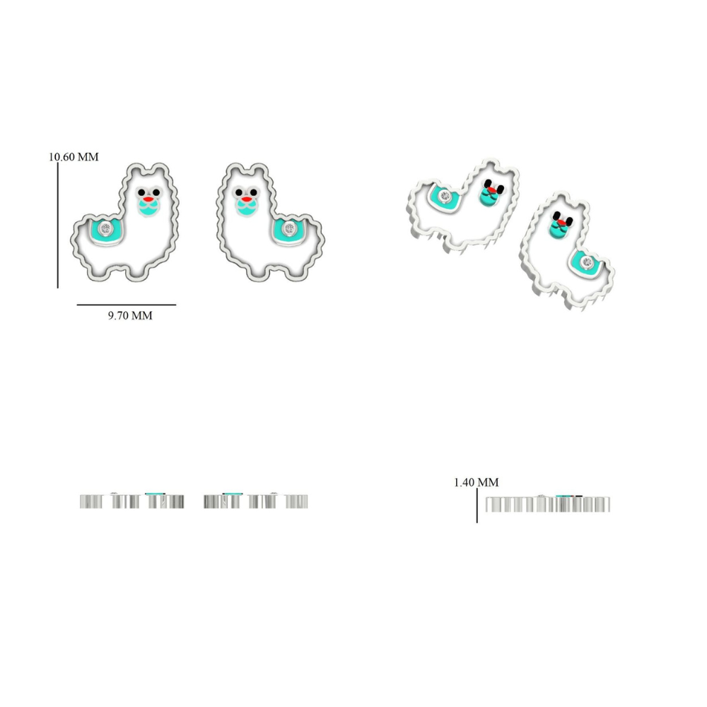 Kids Llama Diamond Earrings