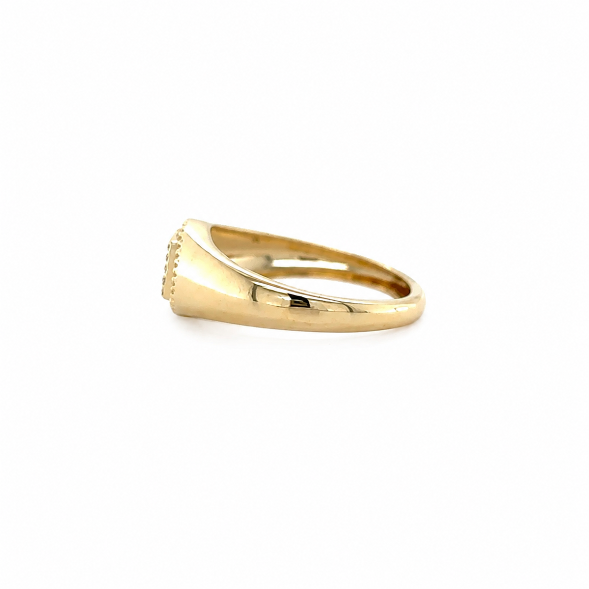 Textured Oval Initial Diamond Signet Ring - ILR4094