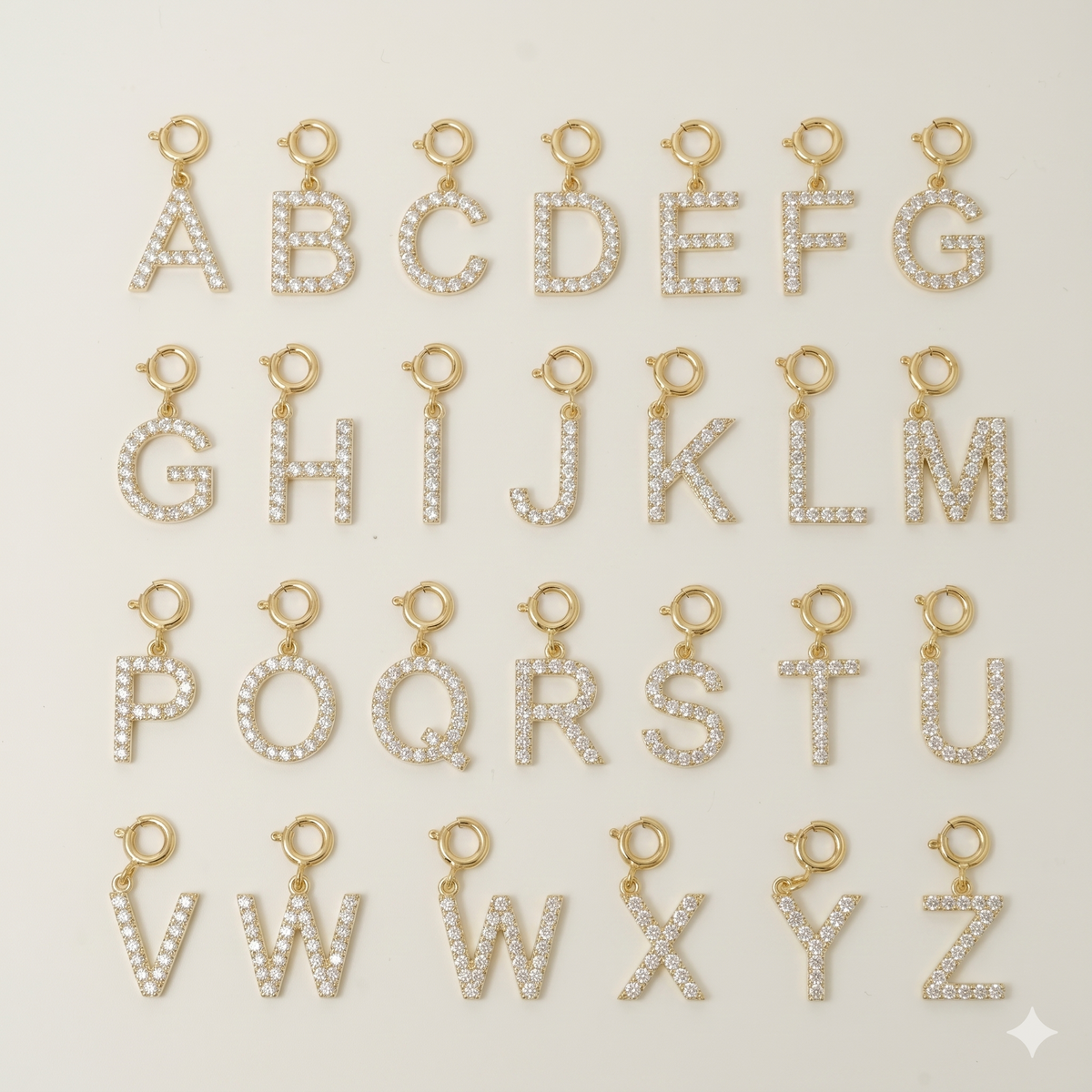 Natural Diamond Initial Charm in 14K Gold - P01155