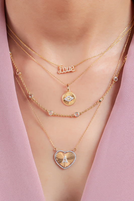 Love Natural Diamond Script Word Necklace — PNDLOVE11