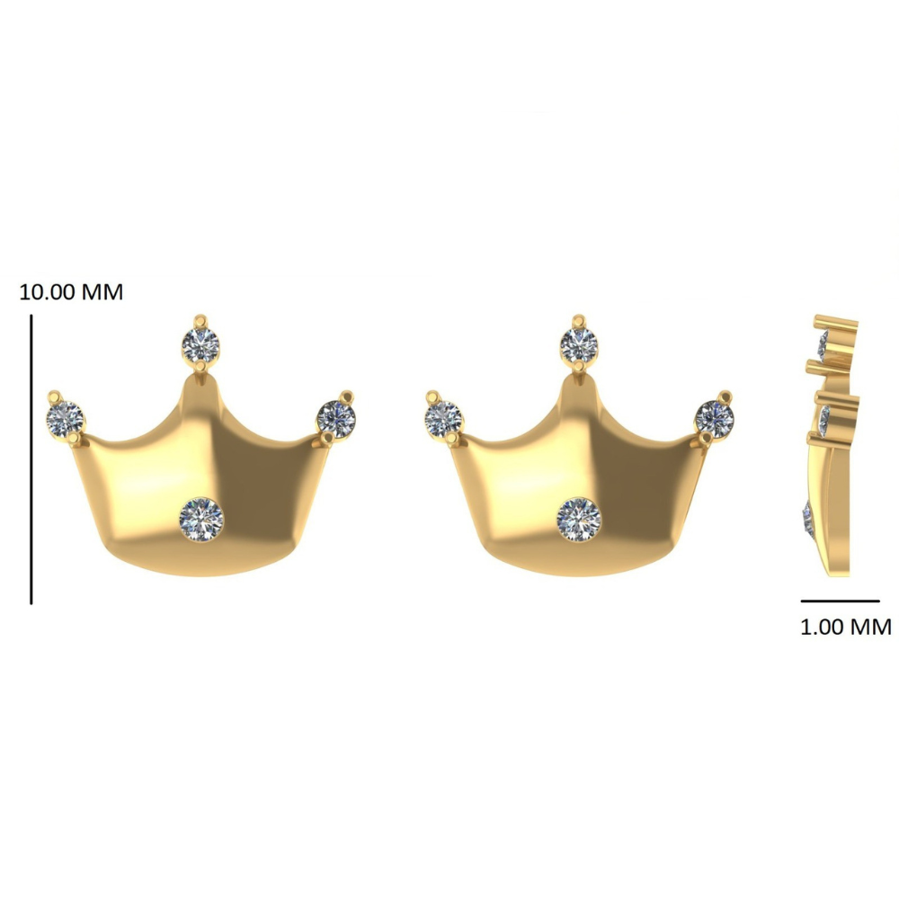 Kids Crown Diamond Stud Earrings
