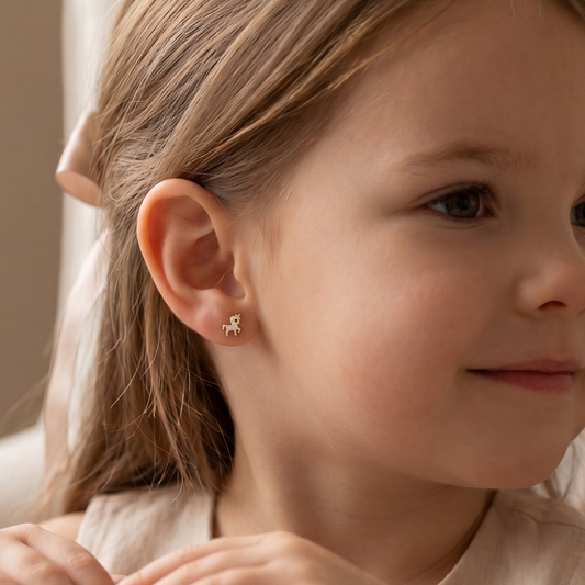 Kids Unicorn Diamond Stud Earrings