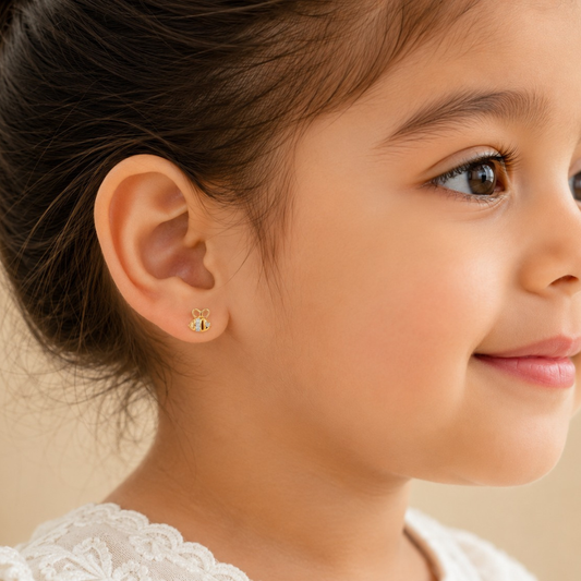 Kids Bee Diamond Stud Earrings