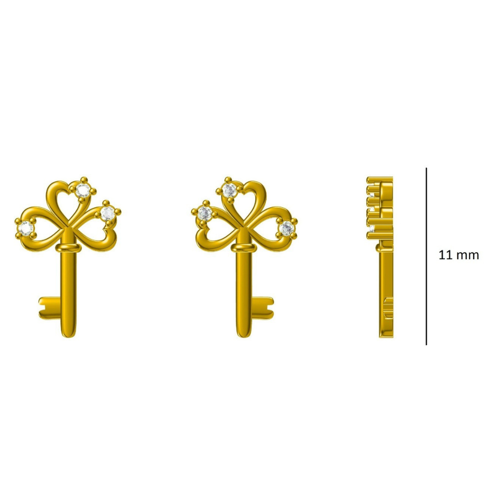Kids Key Diamond Stud Earrings