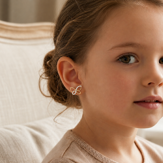 Kids Mini Butterfly Diamond Earrings