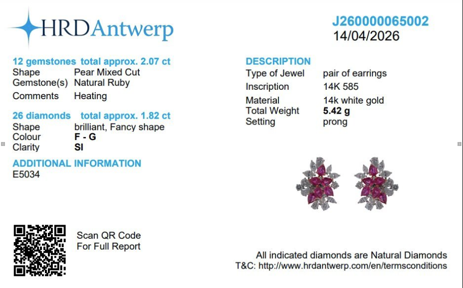 Ruby Diamond Floral Bloom Stud Earrings