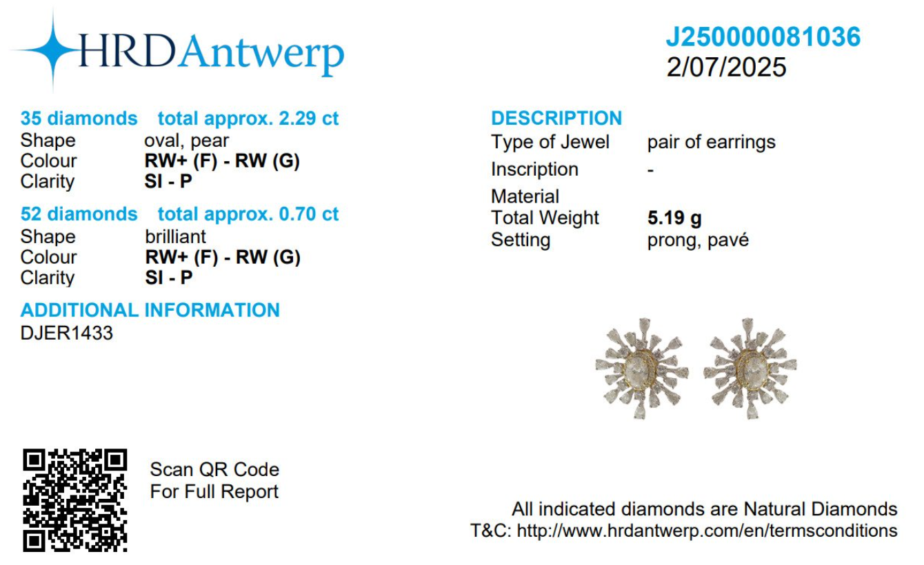 Oval Diamond Sunburst Stud Earrings