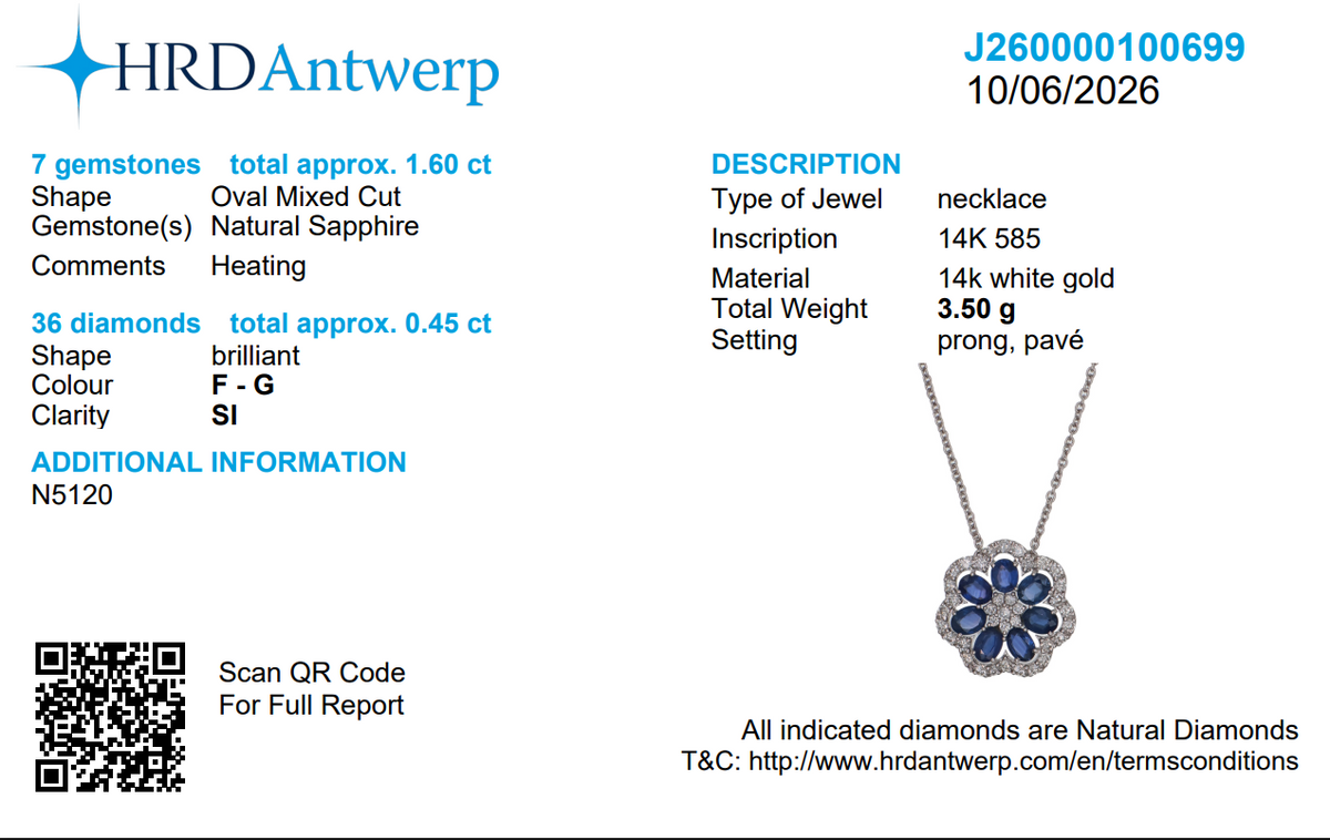 Sapphire Flower Pendant Necklace
