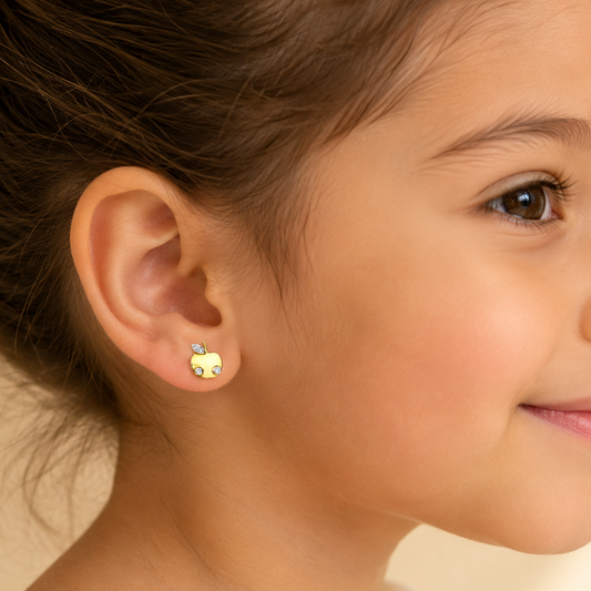 Kids Apple Diamond Stud Earrings