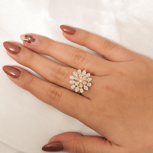 Flower Natural Diamond Ring