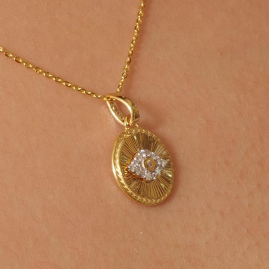 Evil Eye Medallion Diamond Necklace