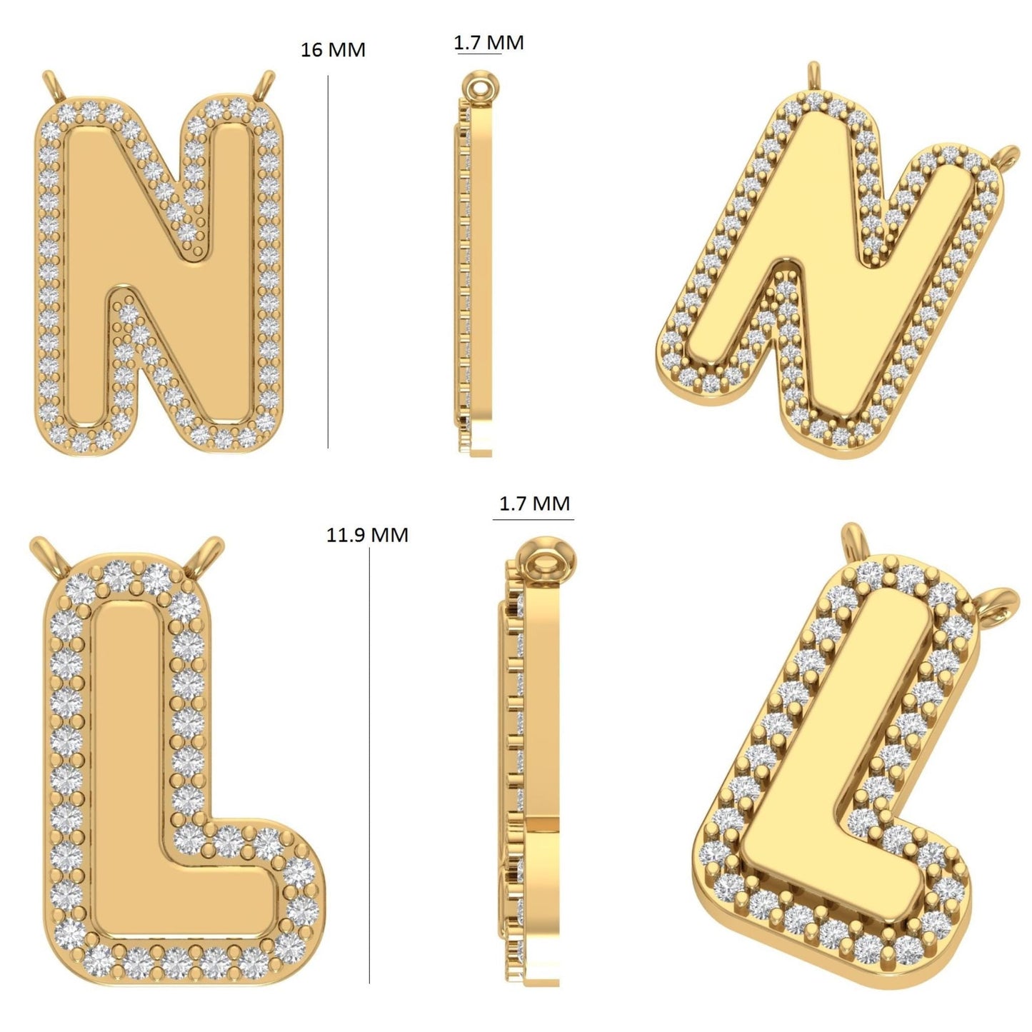 Personalized Initial Halo Diamond Necklace