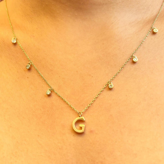 Dangle Diamond Initial Necklace