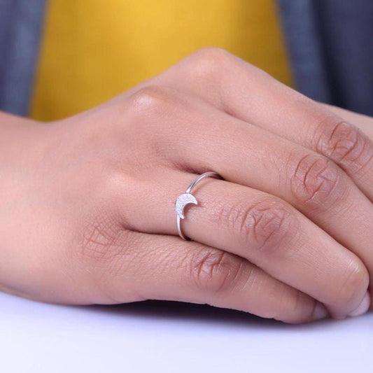 Crescent Moon Diamond Ring