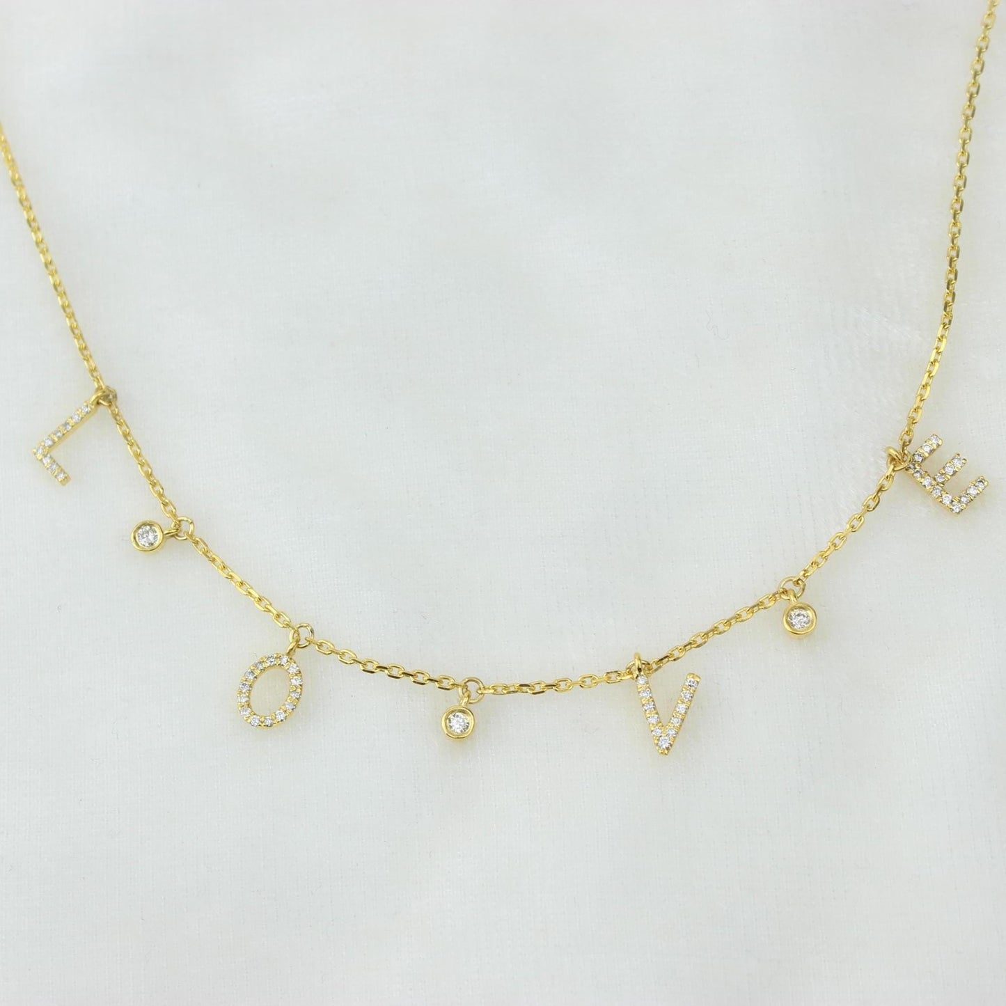 Dangle Love Letter Diamond Necklace