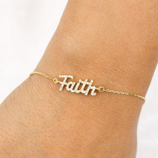 Faith Script Diamond Bracelet