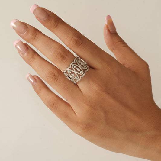 Marquise Wide Diamond Band Ring