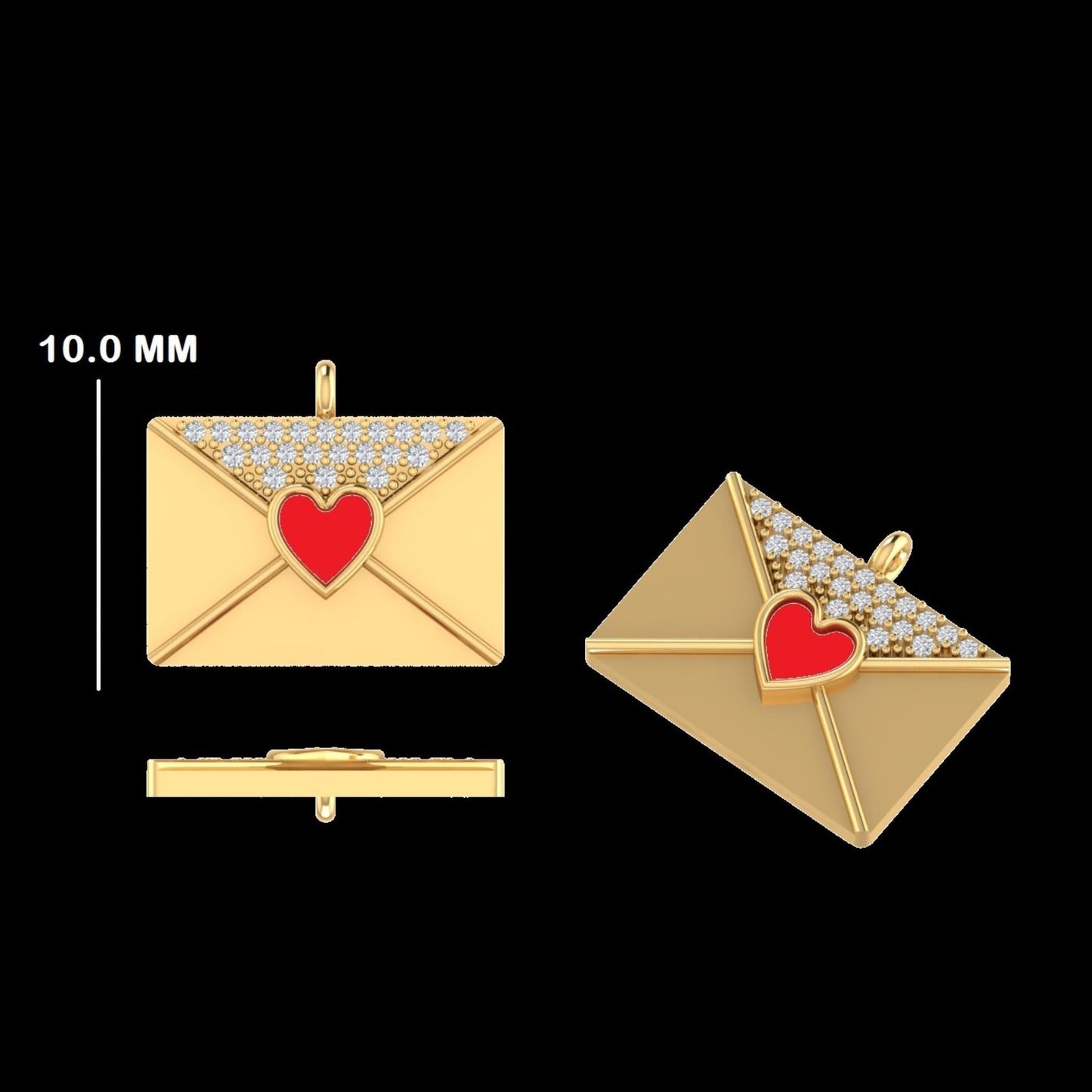 Envelope Heart Diamond Charm