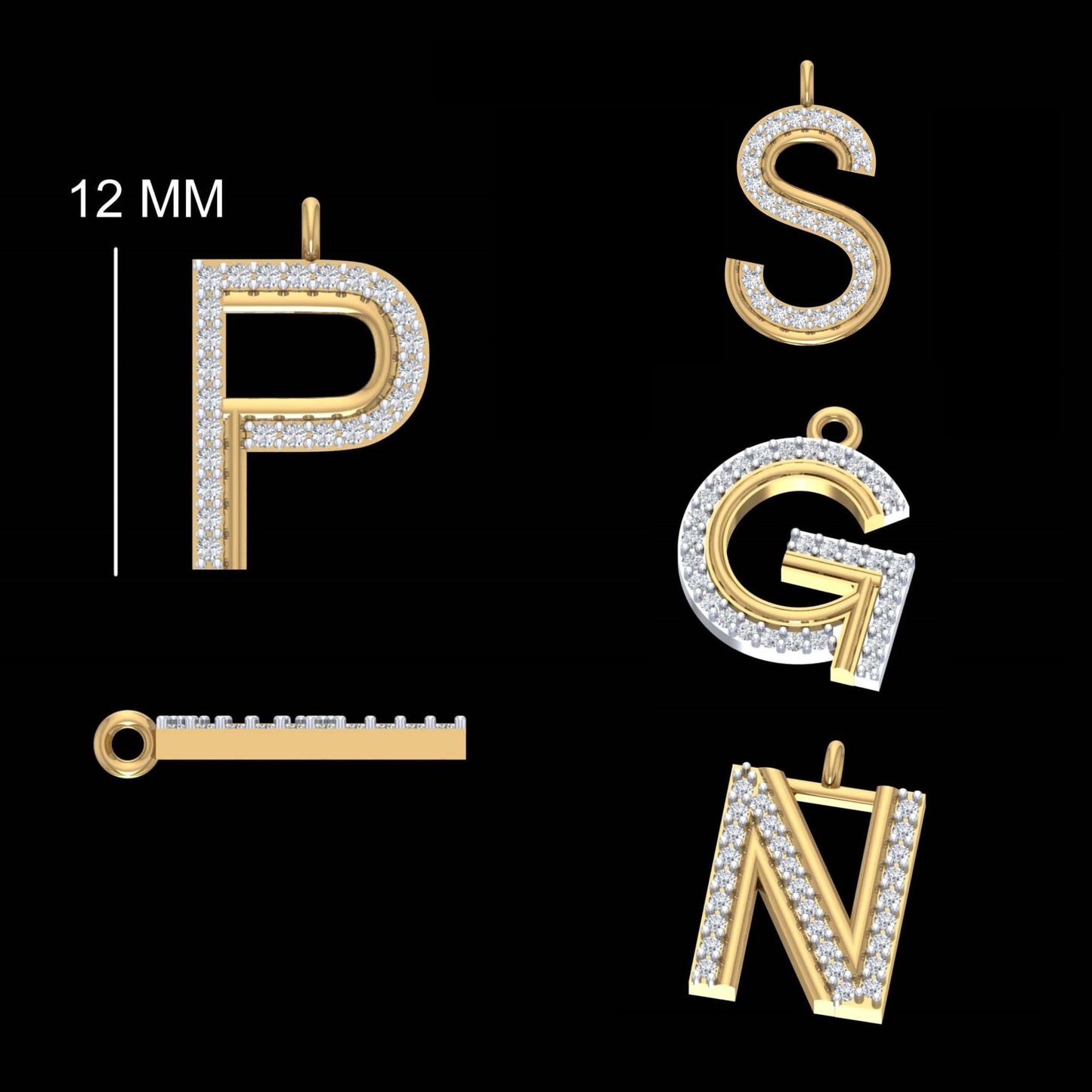 14K Gold Diamond Letter Charm