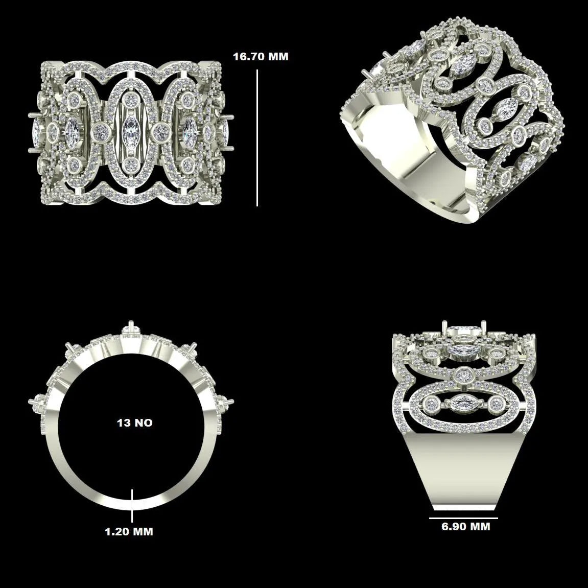 Marquise Wide Diamond Band Ring