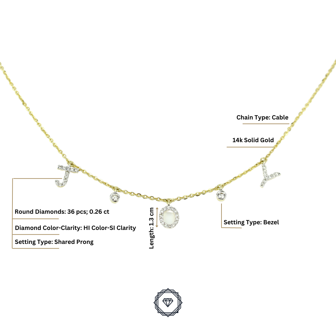 Dangle Joy Letter Diamond Necklace — CNJOY01