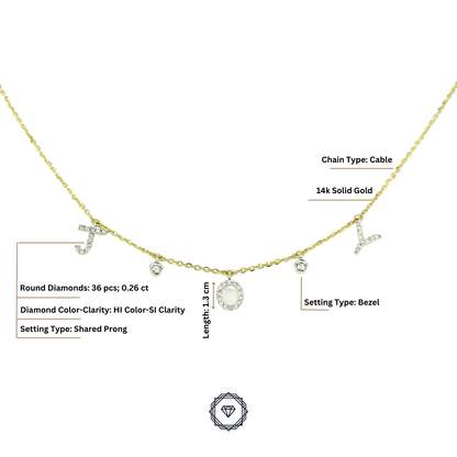 Dangle Joy Letter Diamond Necklace — CNJOY01