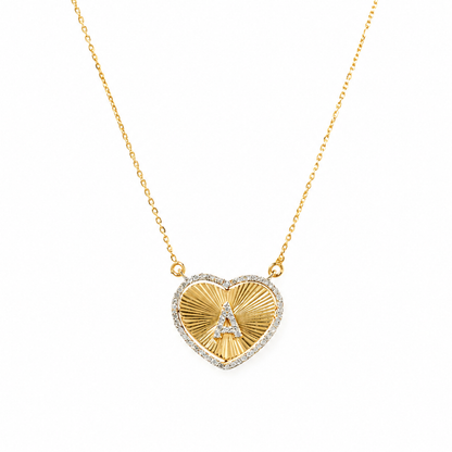 Heart Initial Medallion Diamond Necklace