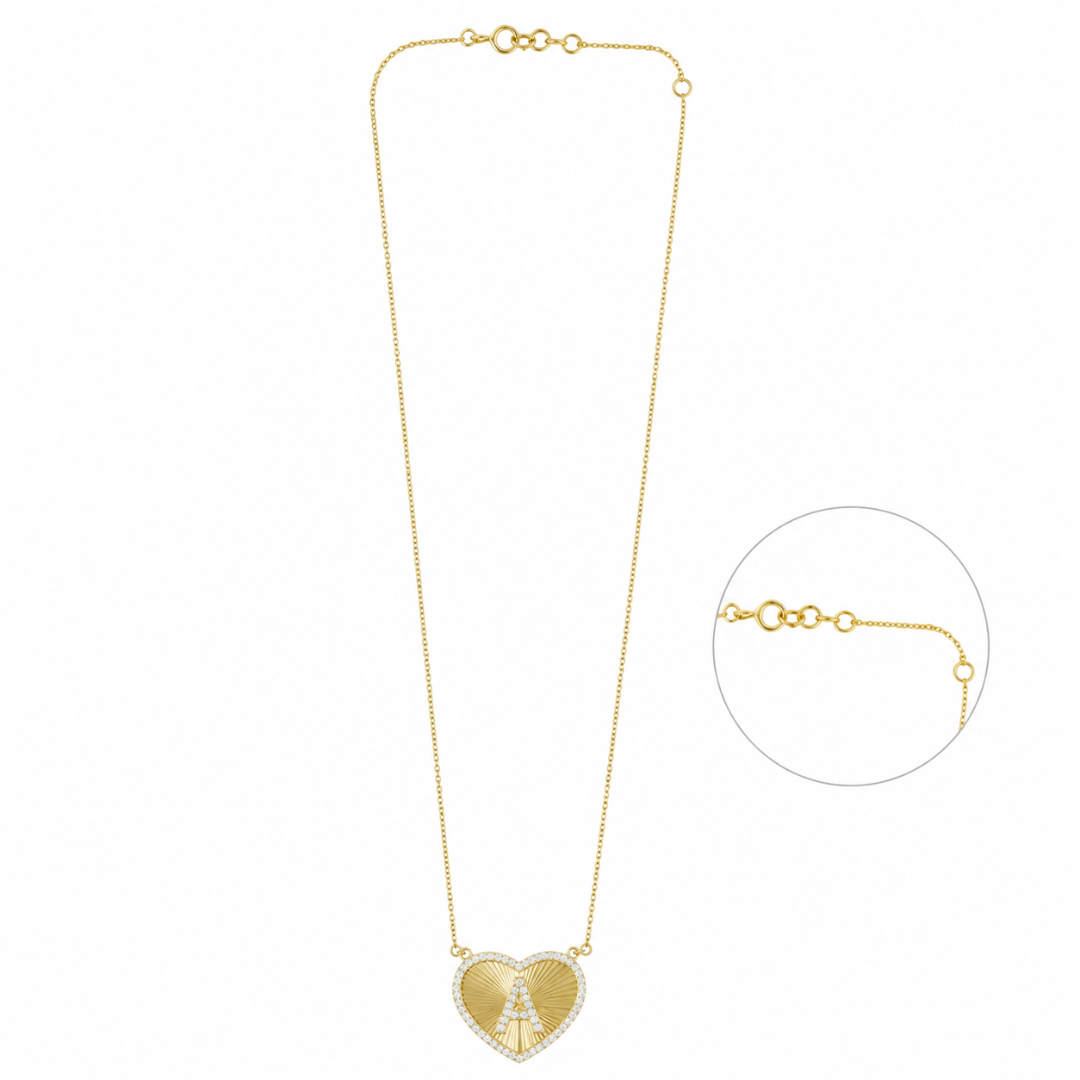 Heart Initial Medallion Diamond Necklace