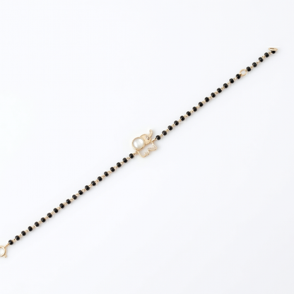 Mother of pearl diamond bracelet for baby in gift box — 14k gold nazariya