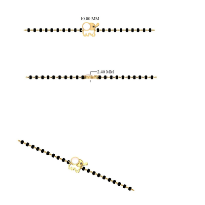 Side angle of mother of pearl turtle nazariya — black beads and 14k gold