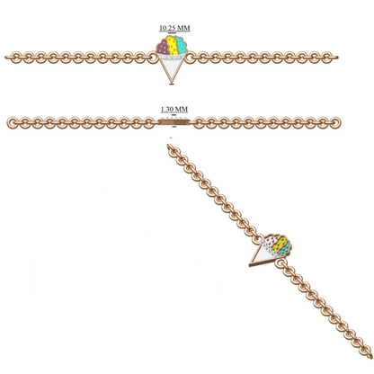 Side angle detail — 14k gold kids nazariya with ice cream charm and beads