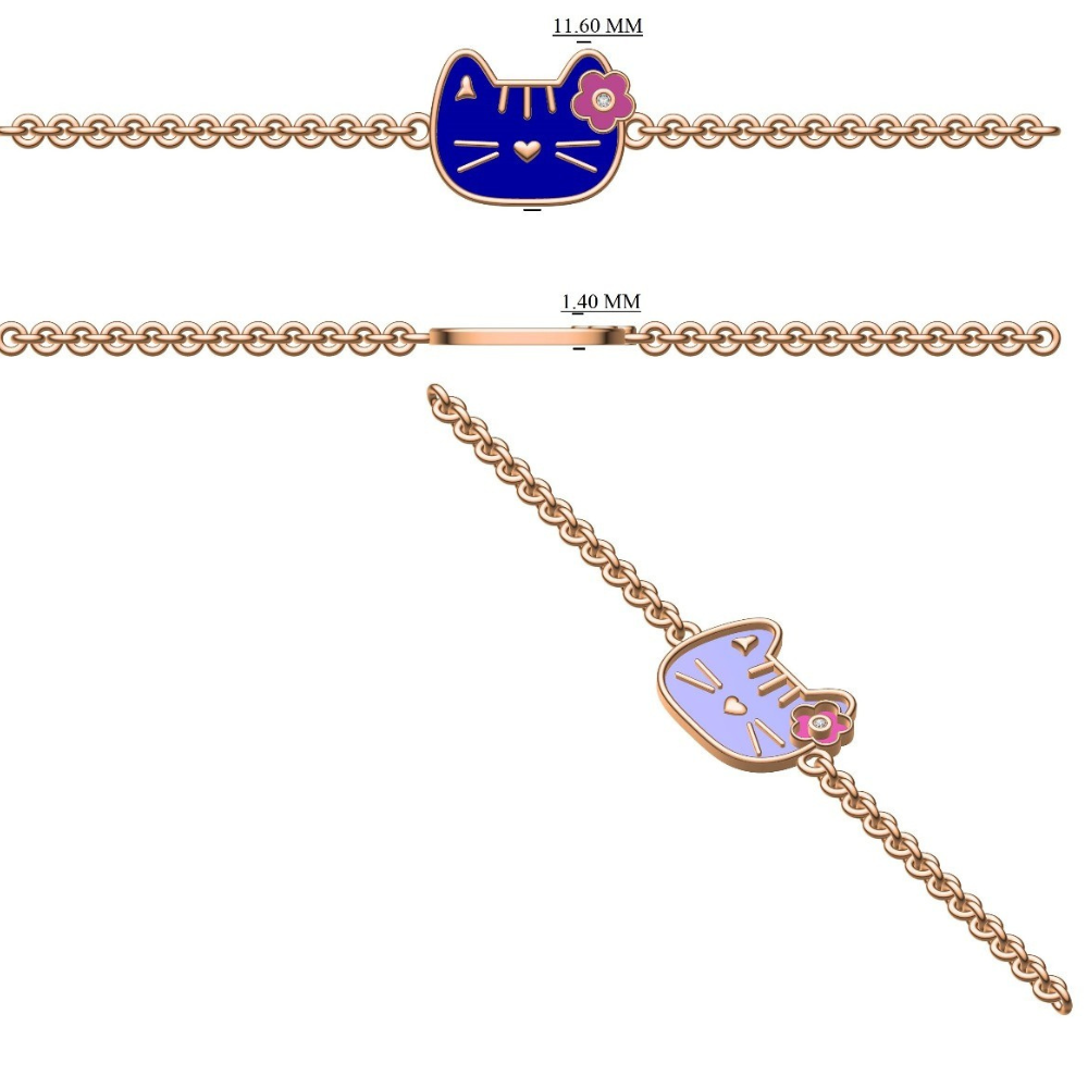 Purple Cat Kids Nazariya Evil Eye Diamond Bracelet