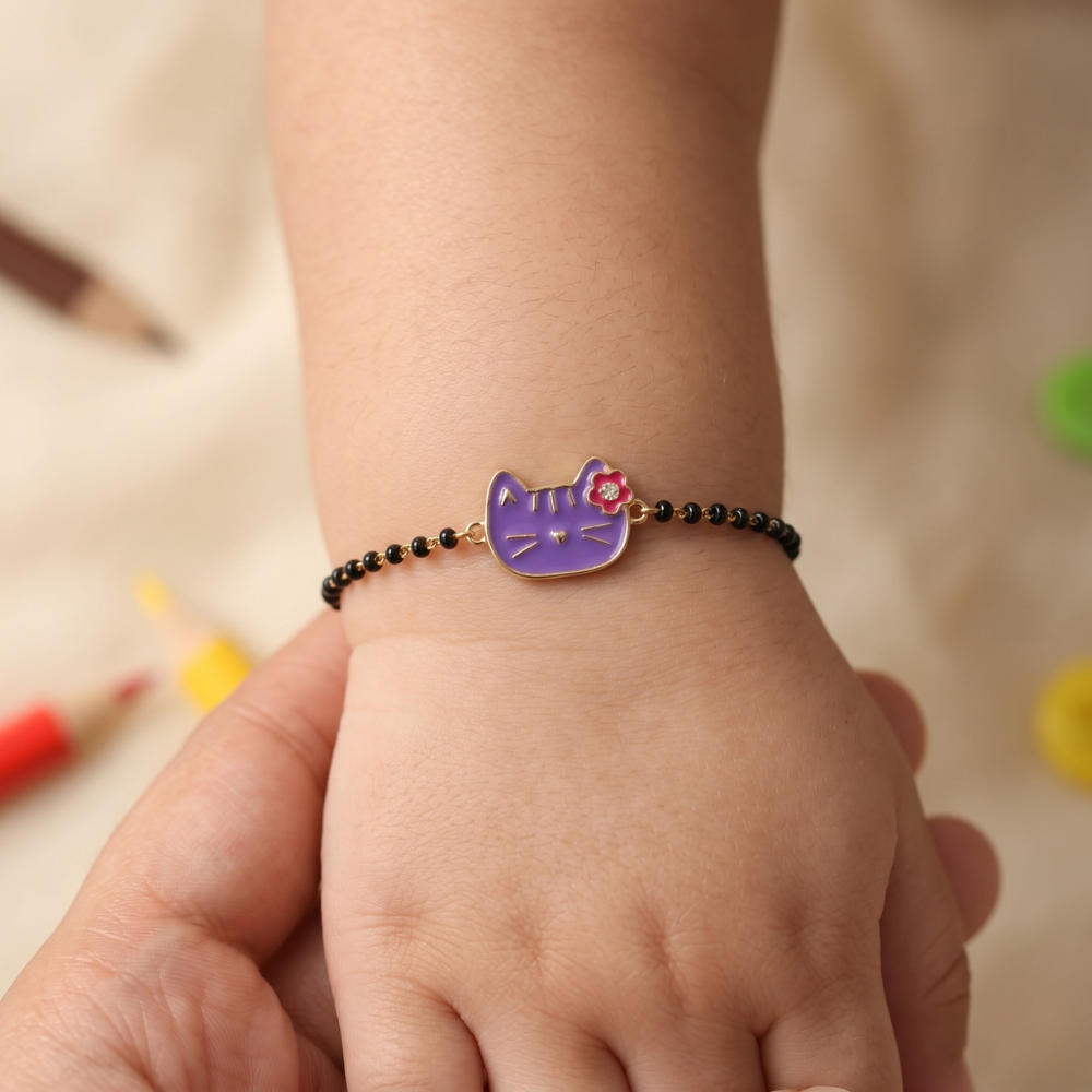 Purple Cat Kids Nazariya Evil Eye Diamond Bracelet