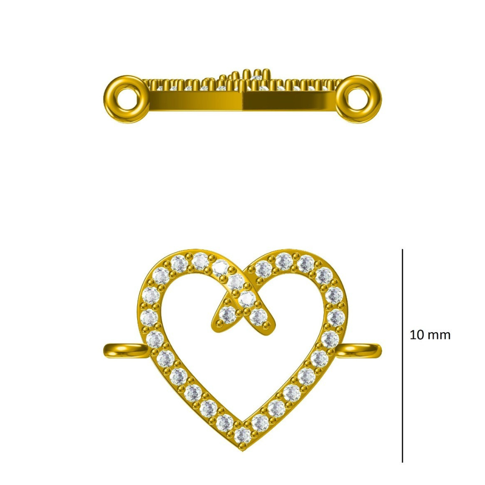 Side angle detail — 14k gold kids nazariya 10 mm diamond heart charm