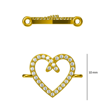 Side angle detail — 14k gold kids nazariya 10 mm diamond heart charm