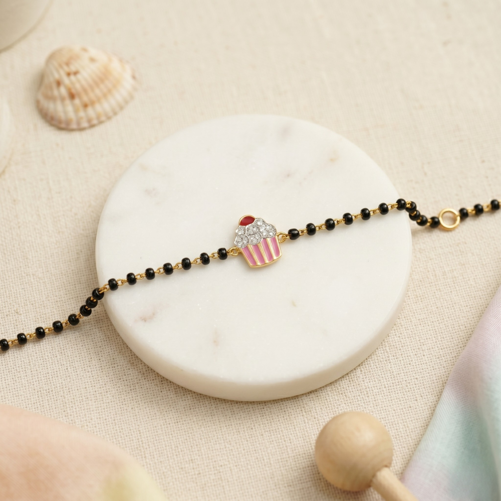 Cupcake nazariya in gift box — 14k gold kids nazariya baby jewellery gift