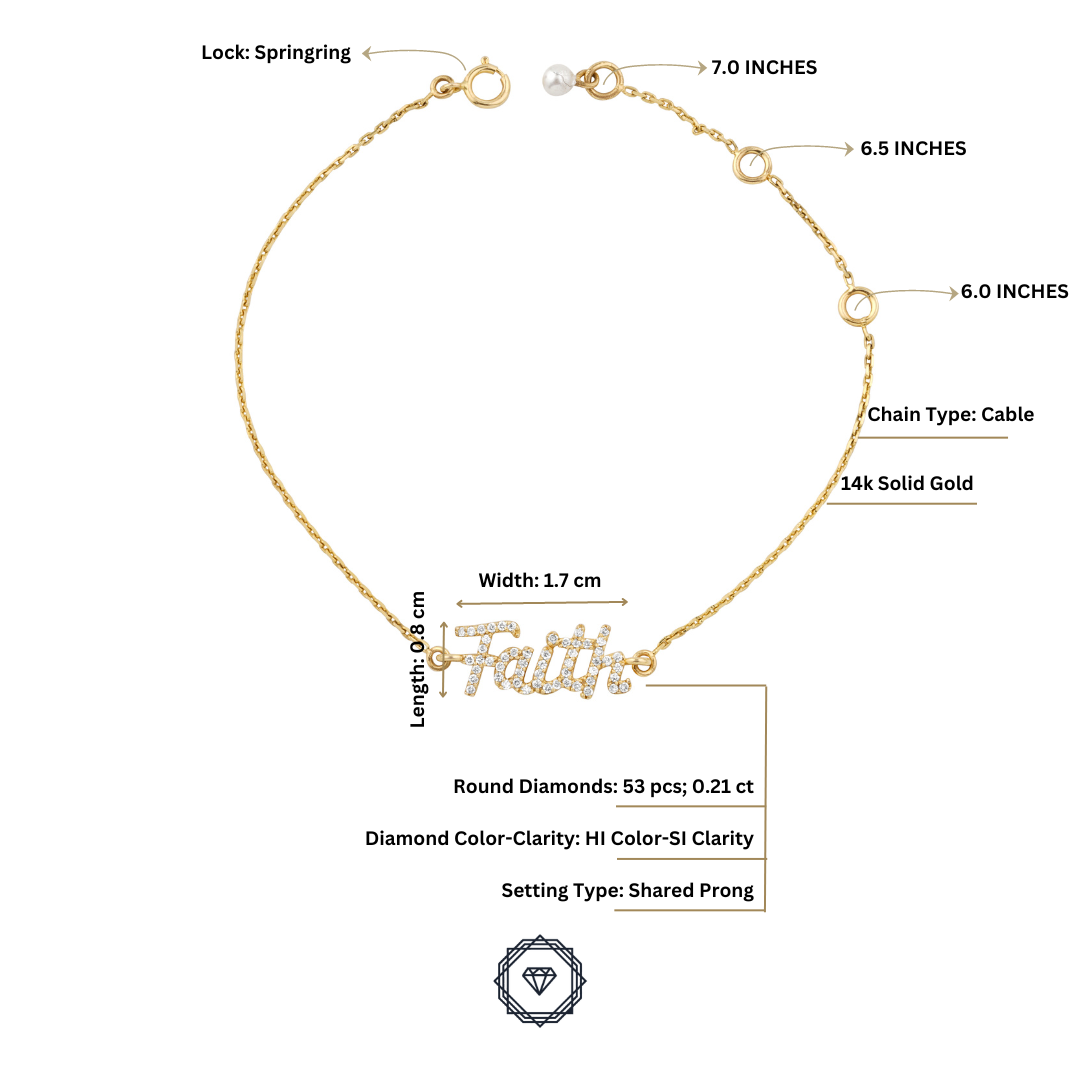 Faith Script Diamond Bracelet — SJKJP534